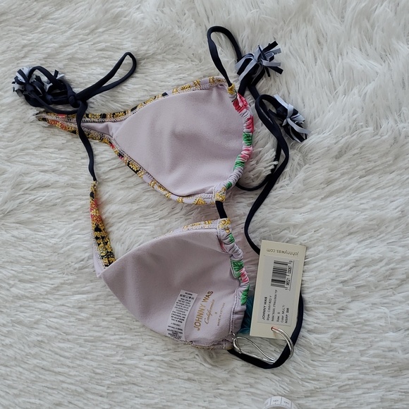 Johnny Was Raina Tassel String Bikini Triangle Top - Picture 3 of 10